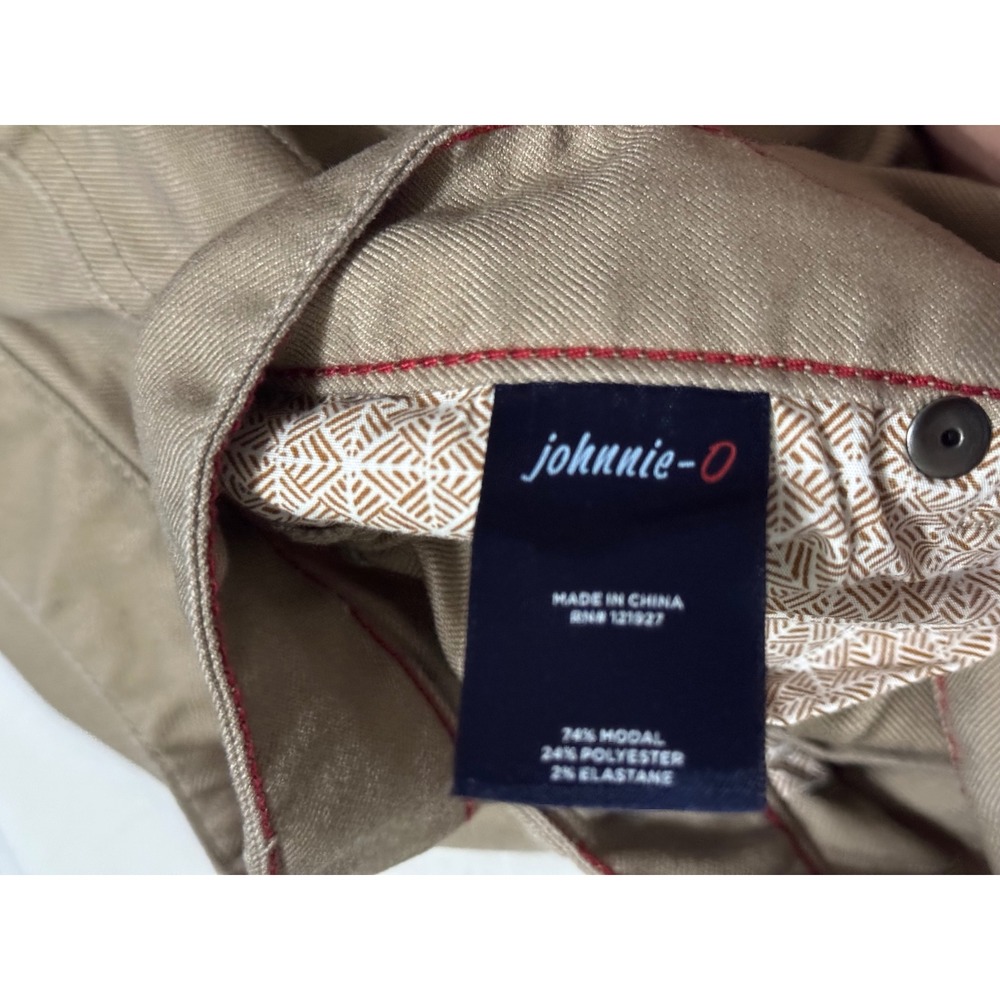 Johnnie-O Mens London 5-Pocket Pants Khaki Tan JMPA100010 35x34 Stretch Modal - Picture 5 of 6